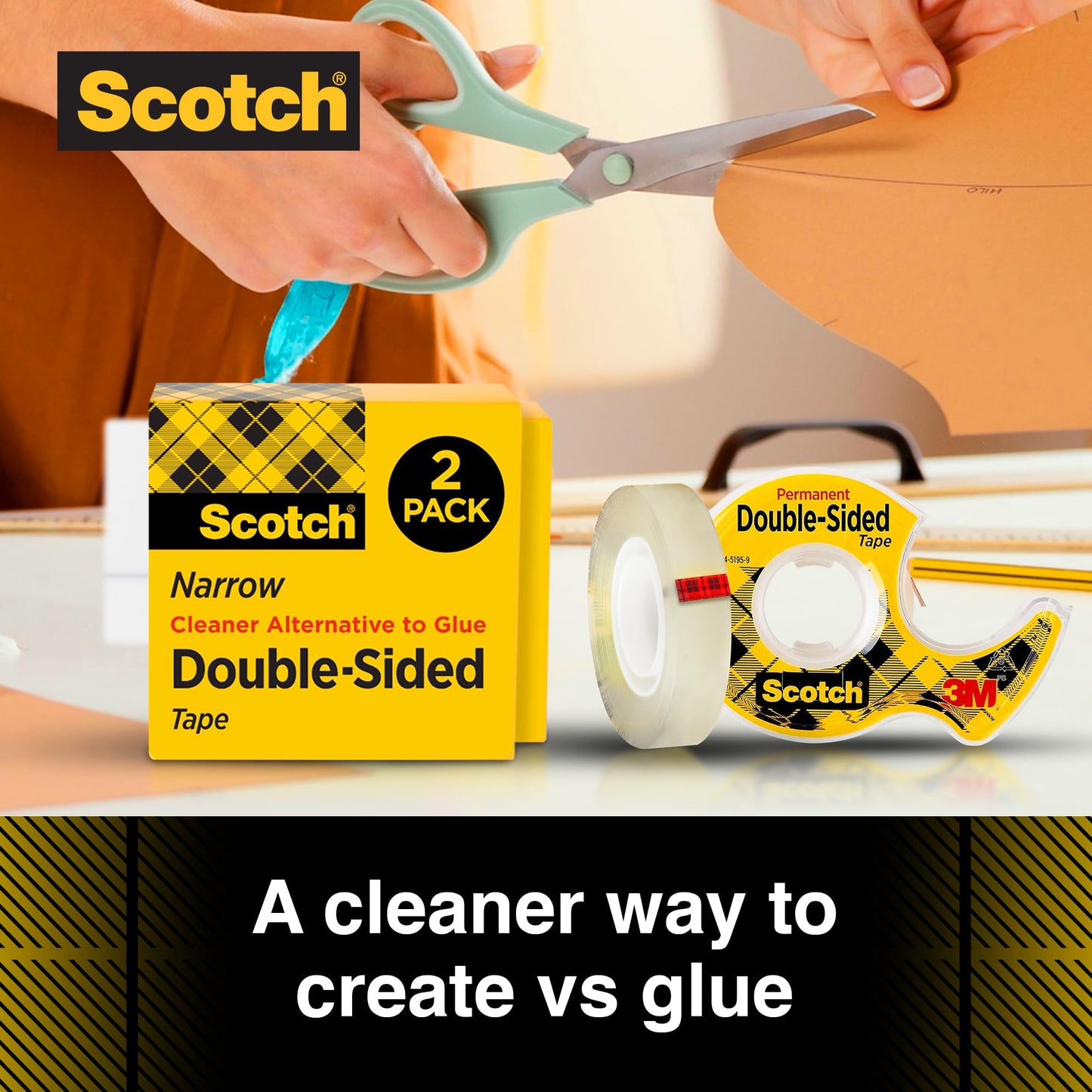 Scotch Double Sided Tape, Permanent Photo-Safe Adhesive, Clear, 1/2 inch x 500 inches per Roll, 10 Rolls (5 Packs of 2) – Scrapbooking, Crafts and Office Supplies