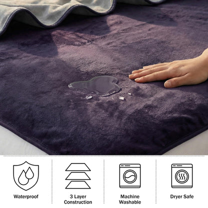 Lavish Home Waterproof Blanket - 80x80 King-Size Blanket for Kids, Pets, and Outdoors - Throw for Bed, Couch, Chair and Car (Purple)