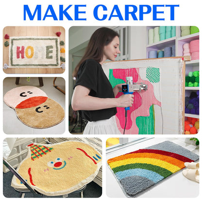 Rug Tufting Gun with Carpet Trimmer Kit，Tufting Gun Starter Kit Professional Tufting Rug Making Machine，2 in 1 Cut Pile Loop Pile Tufting Gun Kits for Beginners and Amateur