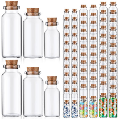 Dandat 100 Pcs Mini Glass Jars Bottles with Cork Stoppers, 5ml, 10ml, 14ml DIY Decoration Small Clear Glass Jars for Halloween Arts Crafts Projects Wedding Party Favors