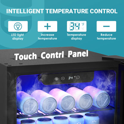 EUHOMY Beverage Refrigerator Cooler, 130 Can Mini Fridge with Glass Door for Soda Beer or Wine, Beverage Cooler for Home, Office, Bar with Adjustable Removable Shelves, Silver