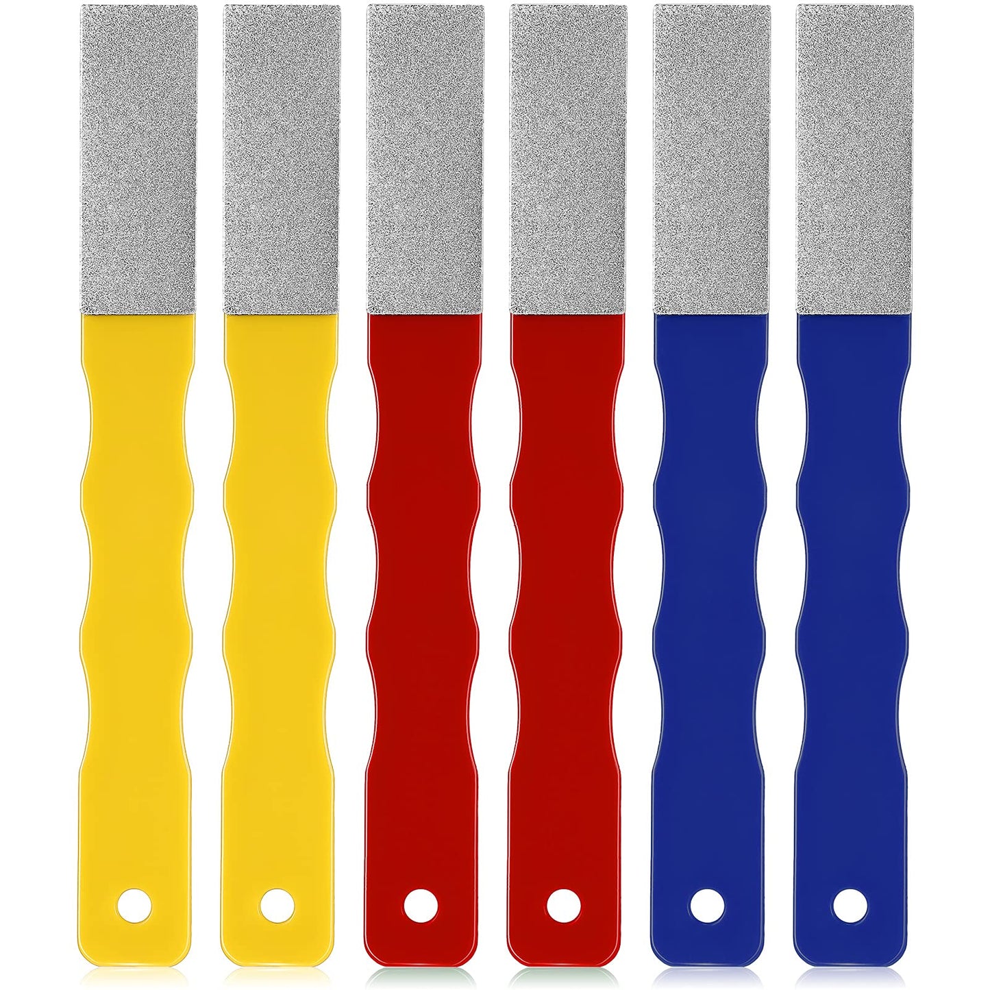 Honoson 6 Pcs Diamond Sharpening Hones Sets Color Coded Diamond Sharpening Stones Tools Flat Hand File Knife Set for Hunting, Outdoor