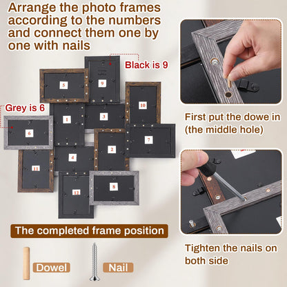 Marsui 12 Pack 4x6 Collage Picture Frames Set, Multi Family Photo Frames for Wall Decor for Farmhouse Living Room Gallery Office Hanging Display, Housewarming Birthday Wedding Valentine's Day Gifts