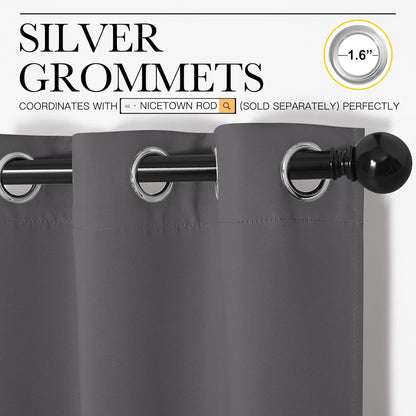 NICETOWN Grey Blackout Curtain Panels - Thermal Insulated Grommet Top Drapes | 2 Panels, 42"W x 78"L
