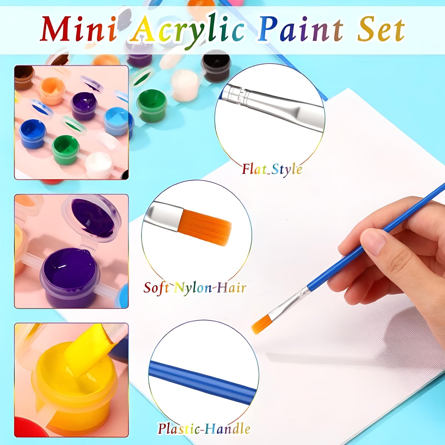 Timgle 560 Pcs Mini Acrylic Paint Set for Kids 40 Set 12 Colors Washable Paint Strips Bulk 40 Flat Painting Brushes 40 Pointed Brushes Graduation Gift for Adult Classroom Birthday Party(2ML)