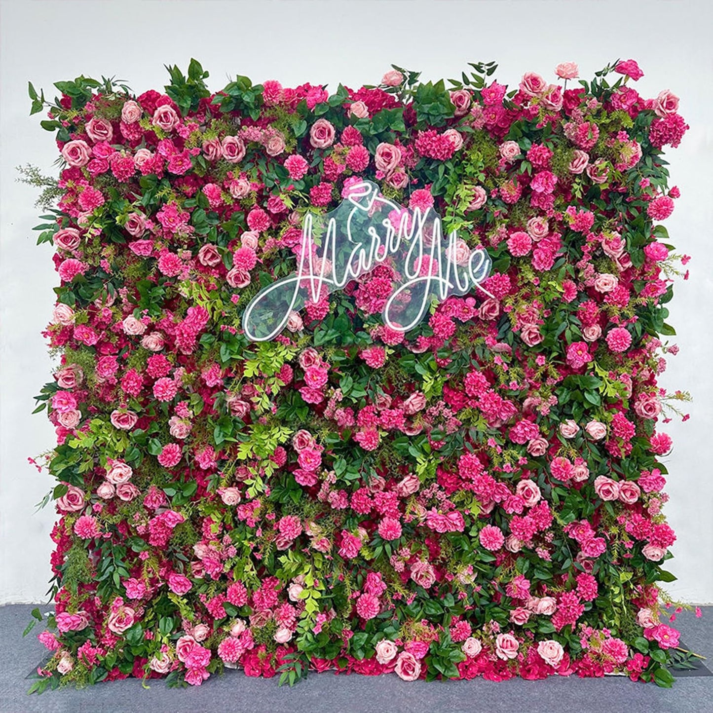 YHdtUO Handmade Rose Red Hydrangea with Green Leaves Cloth Flower Wall Large Artificial Flower Wall Backdrop Panels, Rose Wedding Backdrop 3D Floral Wall Fabric Flower,One Color-3 * 3m/10 * 10FT