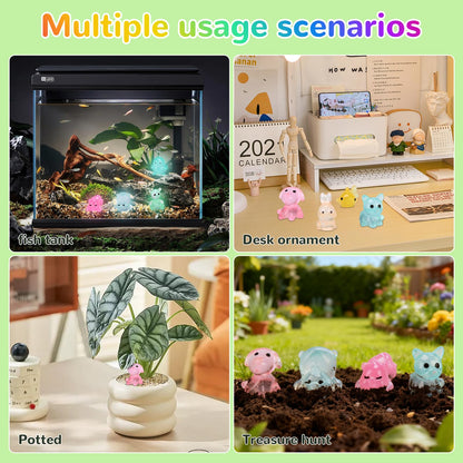 100pcs Mini Glow in The Dark Animal Resin Models, Mystery Resin Animals Blind Bag, Mini Luminous Farm Ocean Figures, Animal Miniatures for Fairy Garden Accessories, Random Design（Animals）