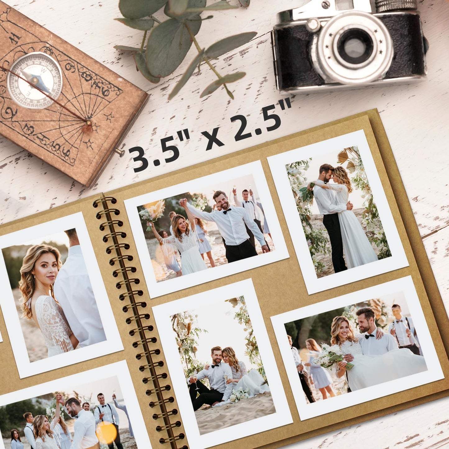 Yopih 7x7 Inch DIY Scrapbook Photo Album, Hardcover Kraft Paper Acid-Free, 20 Sheets (40 Pages), Lay Flat & Cover Customizable Memory Book for Weddings Anniversaries Guest Book Baby Family Travel