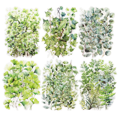 AuriicLeaf Botanical Leaf PET Stickers Set, 120PCS Transparent Plant Ephemera for Scrapbooking, Journaling, DIY Crafts, and Planner