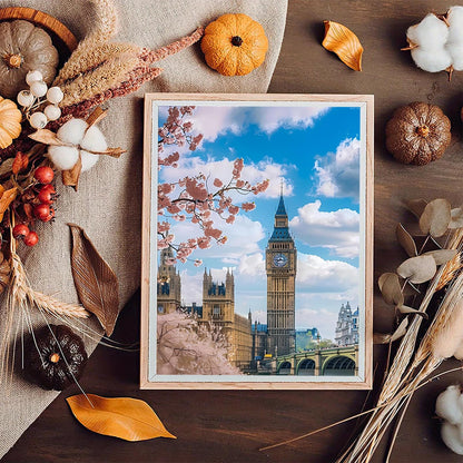 KAYEIUU Big Ben in The Spring 5D DIY Full Drill Round Art Diamond Art Perfect for Home Wall Decor Big Ben Diamond Painting Kits for Adults 12x16 inch