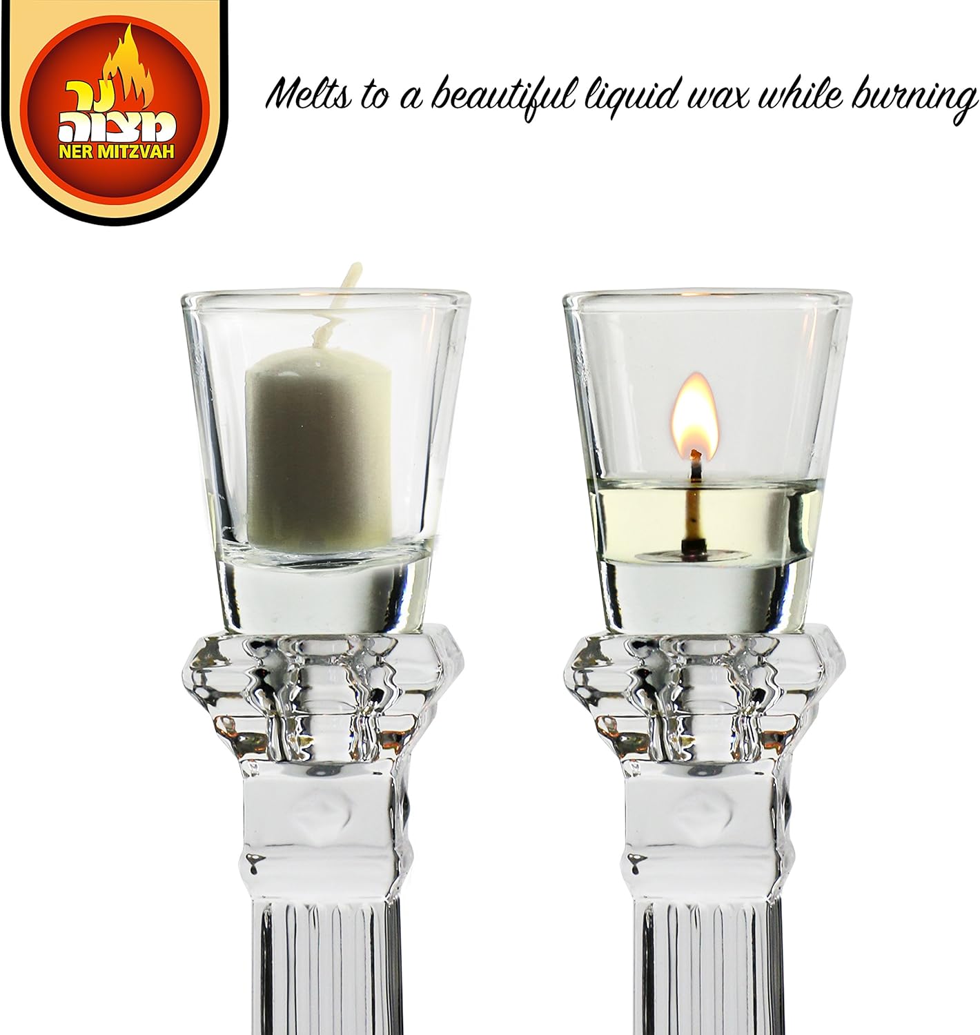 Ner Mitzvah 3 Hour Neironim Candles, 24 Count Shabbat and Votive Wax Candle