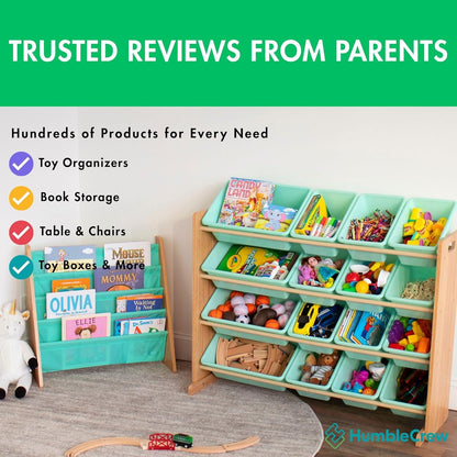 4-Tier Humble Crew Kids Bookshelf, Front-Facing Book Display Organizer, Montessori Toddler Bookcase for Playroom