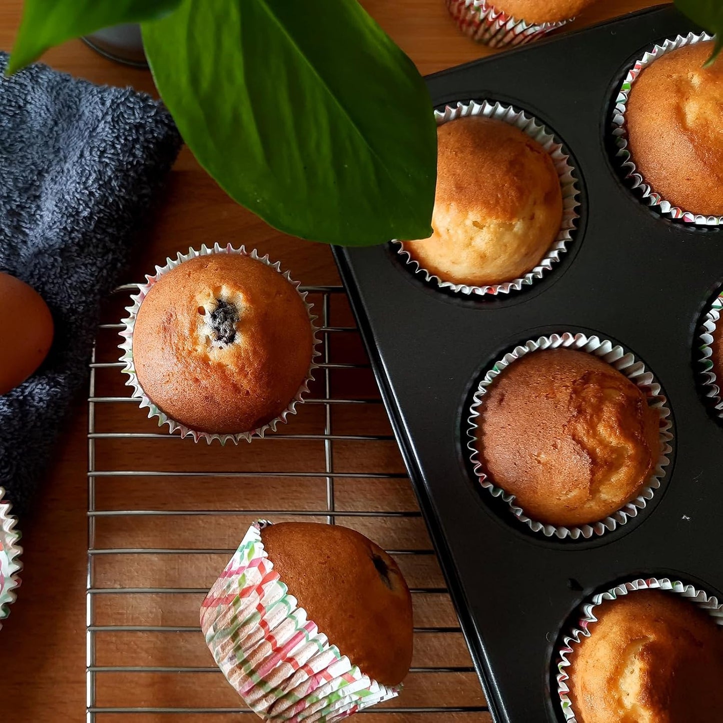 uxcell 6-Cup Non-Stick Cupcake Pan, Round Muffins Baking Pan, Carbon Steel Cake Molds for Baking, Grey