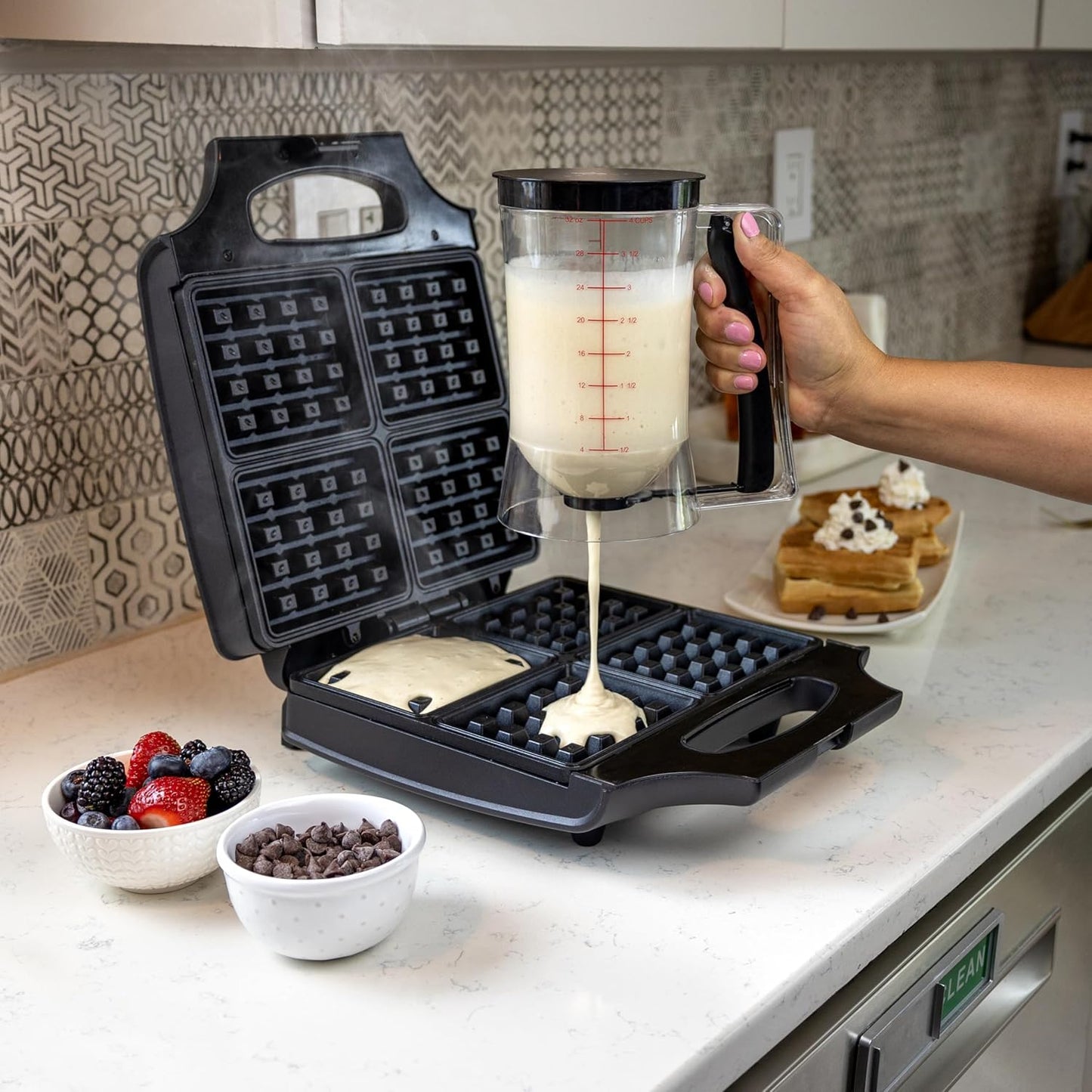 Pancake Batter Dispenser Baking Tool for Cupcakes, Crepes, Waffles, Muffins, Funnel Cake, Griddle Breakfast Accessory