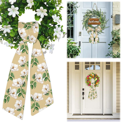 Regine Switzerland Spring Wreath Sash - Beige Floral Decor for Front Door & Holiday Celebrations