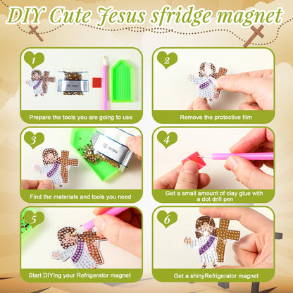 30 Pcs Diamond Art Magnet Kits for Adults Beginner Magnetic Jesus DIY Diamond Painting Kits for Special Shape Gem Art Crafts Fridge Refrigerator Magnet for Beginners Gifts