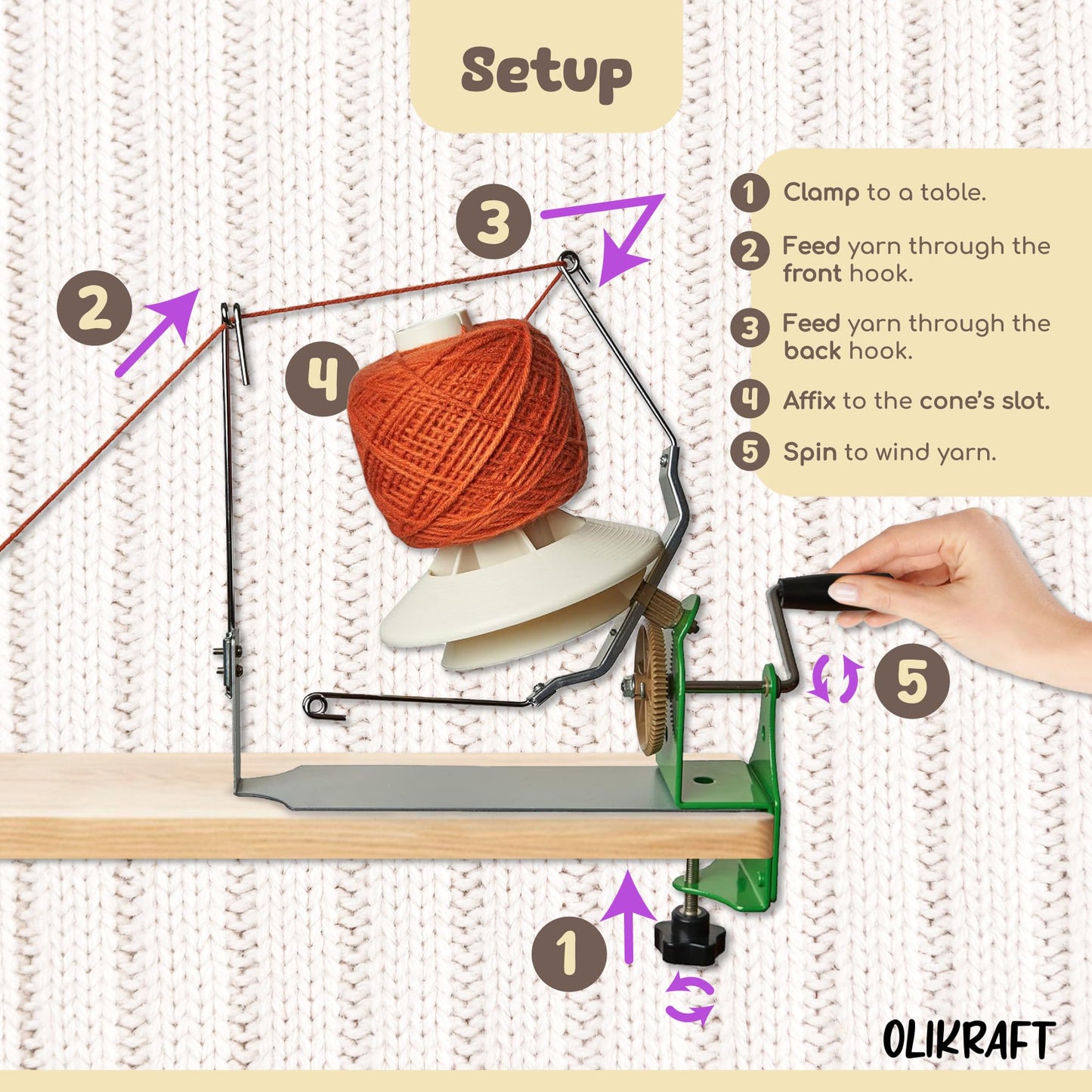 Olikraft Large Yarn Winder Large Capacity 10 oz - Hand Operated Metal Jumbo Yarn Winder - Durable Crochet Tools & Accessories