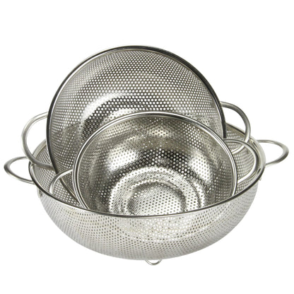 Chef Craft Quick Drain Microperforated Colander Set, 1.5 Quart, 2.5 Quart, and 5 Quart 3 Piece Set, Stainless Steel