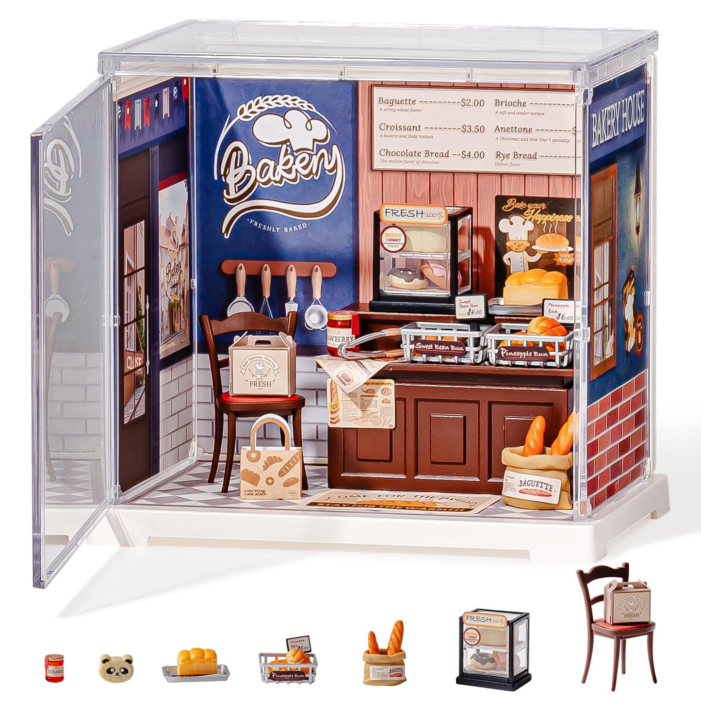 Rolife Mini Super Creator Series, DIY Miniature Butter Bakery House Dollhouse Kit, Bulid Scenary for Action Collectible Figures,Creative Gifts for Adults Women