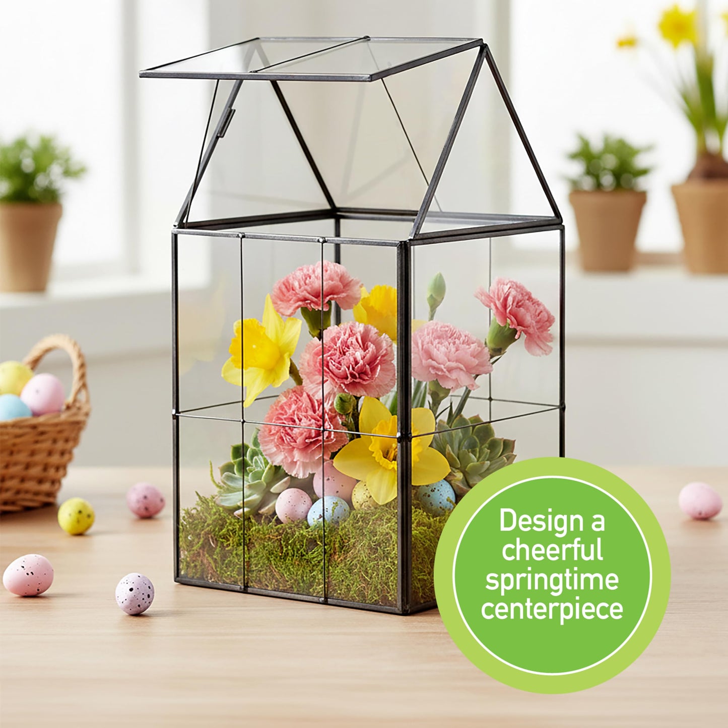D'Eco Glass Geometric Centerpiece (6x5x11) - Planter Terrarium - Spring Home Decor & Wedding Letterbox - Fill with Succulents, Cacti, Air Plants, Moss, Flowers for Plant Lovers