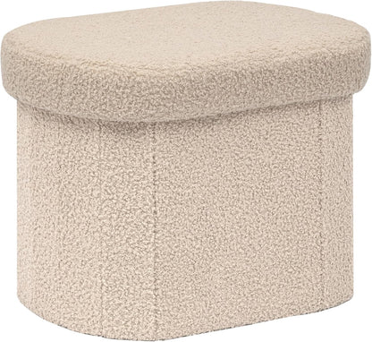 16.1"x12.2"x12.2" PINPLUS Storage Ottoman Boulce Tufted Folding Small Ottomans Bench Foot Rest with Storage (Beige)