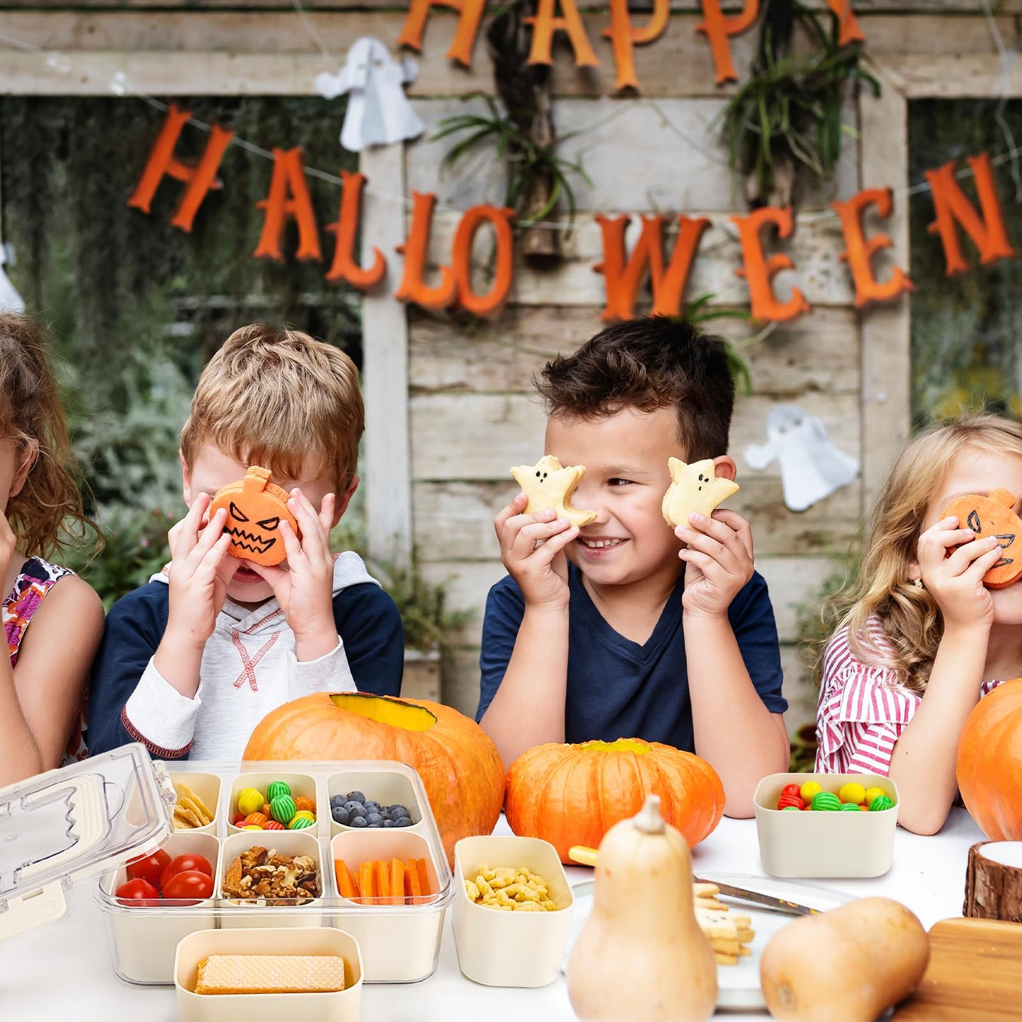 Divided Serving Tray with Lid and Handle, Portable Snack Box Container, 6 Compartments Veggie Fruit Snackle Tray, Charcuterie Platter Container for Party, Nuts, Snacks, Picnic,2 Pack, MEDIUM SIZE