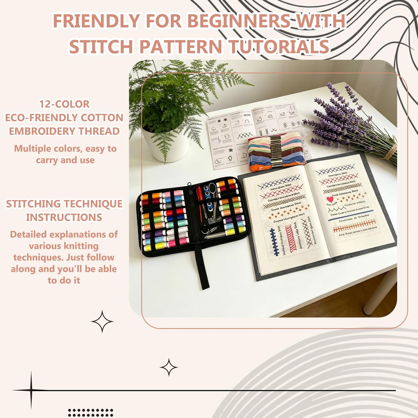 EVOCKAY 2026 Embroidery Stitch Book Kit - Versatile Sewing Box for Cross Stitch, Craft, and Punch Needle Projects - Perfect for Adults and Machine Embroidery Enthusiasts