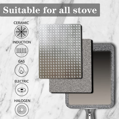 DXBVIEX 9Pcs Tamagoyaki Pan Set, Japanese Omelette Pan Nonstick with Lid, Square Japanese Egg Skillet Rectangle 7"x5" Grey