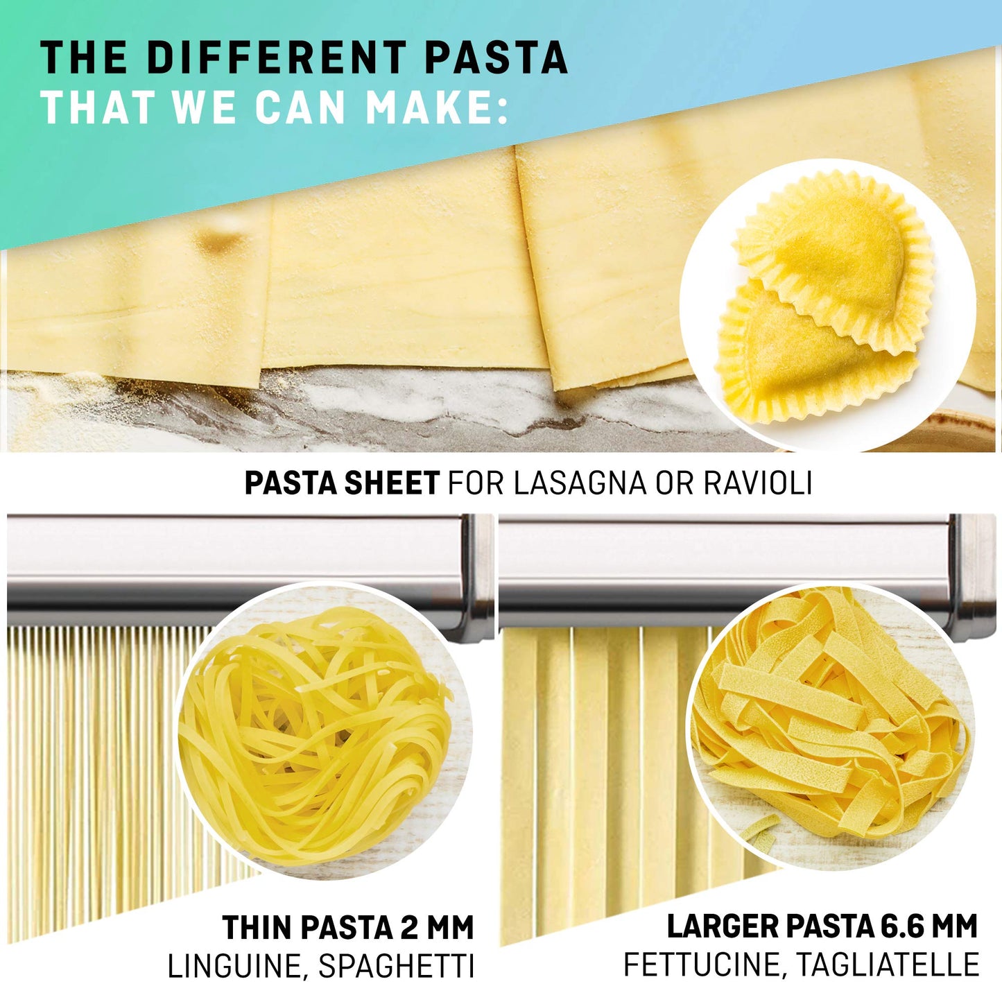 Manual Pasta Maker with Dryer - Multi-Pasta Stainless Steel Italian Flat Dough Machine with Adjustable Setting, Sharp Cutter, and Hand Crank - Fresh Homemade Noodles, Spaghetti, Lasagne | By VeoHome…