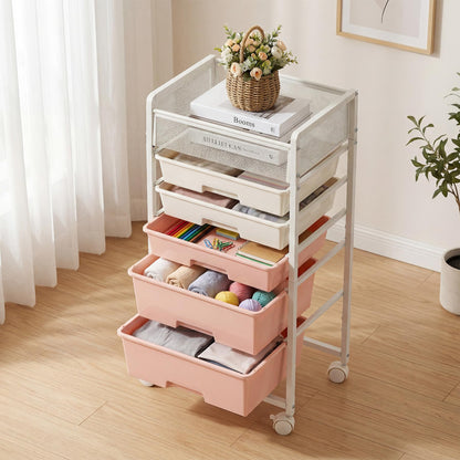 Rolling Craft Cart with 5 Drawers, Art Craft Organizers and Storage with Lockable Wheels, Rolling Utility Cart for Organizing Arts and Crafts,Yarn,Toy, School Supplies, Nail Product, Sewing Supplies
