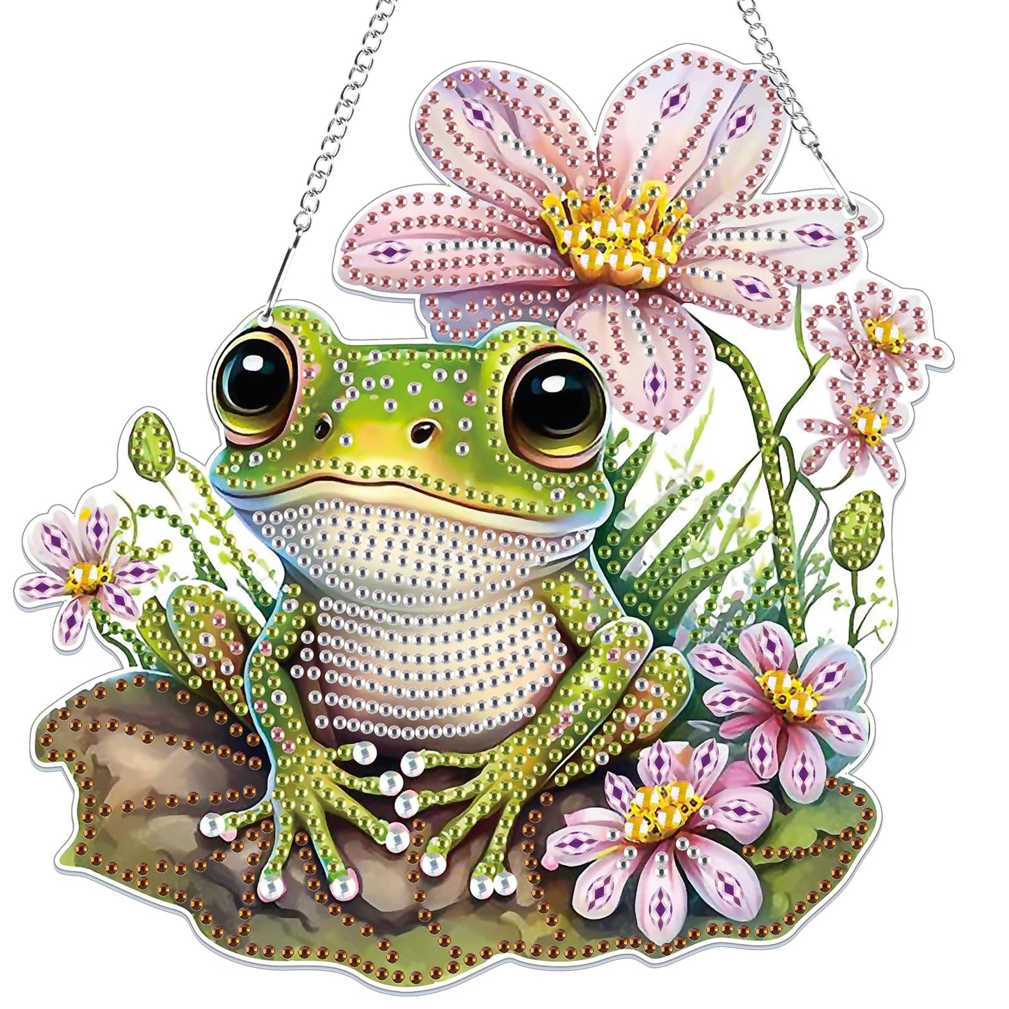 Bowetile Frog Diamond Art Hanging Kits for Adults, 5D Special Shape Diamond Painting Pendant Kits, Animal Gem Art Suncatchers Painting Ornament for Home Garden Wall Decor