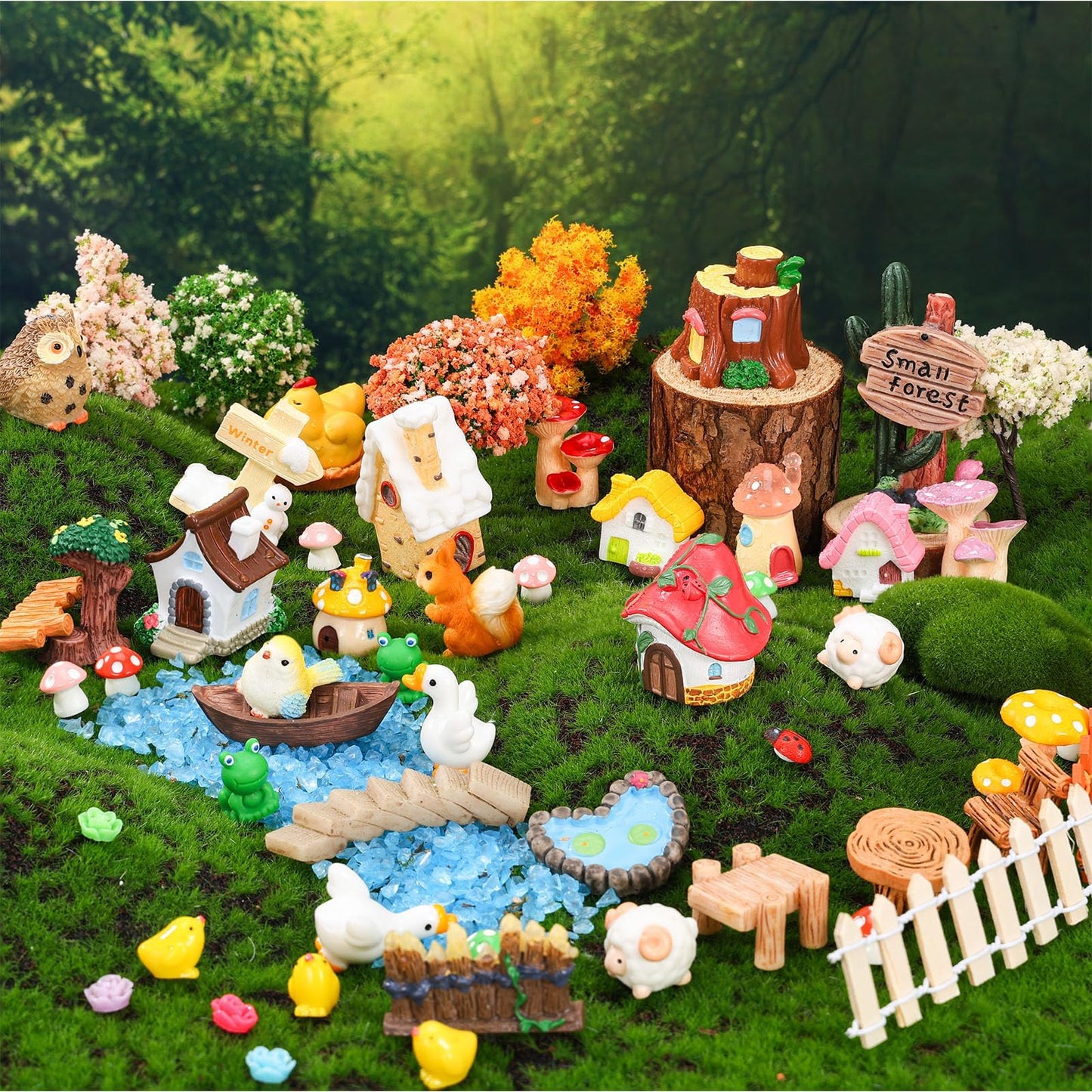 HIYZI 118 PCS Mini Fairy Garden Accessories Kit Miniature Garden Decorations Set Tiny Figurines for DIY Micro Landscape Terrarium Succulent Craft Decor Potted Horticulture Ornaments