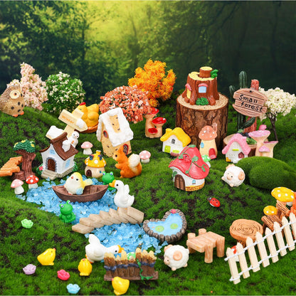 HIYZI 118 PCS Mini Fairy Garden Accessories Kit Miniature Garden Decorations Set Tiny Figurines for DIY Micro Landscape Terrarium Succulent Craft Decor Potted Horticulture Ornaments