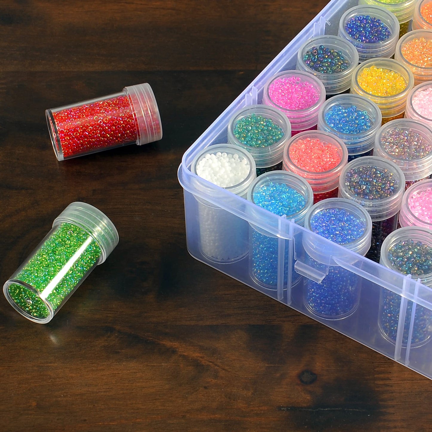 Notgia 1pack 60 Grids Bead Organizer and Storage Diamond Painting Containers Portable Plastic Case Box Arts Crafts Storage for Seeds Beads Sewing Cosmetic Nail Glitter Powder Small Parts Rhinestones