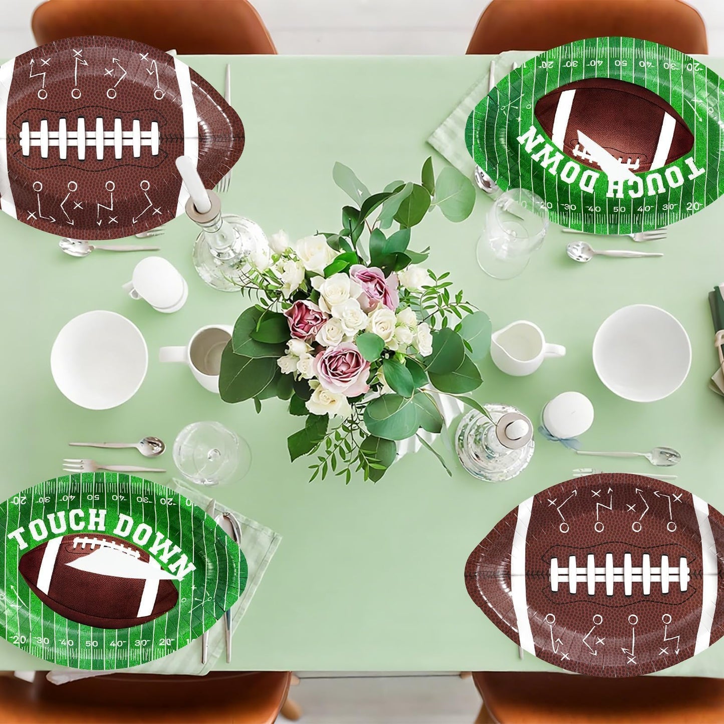 Grencian 100Pcs Football Party Plates 12.6" x 8.8" Heavy Duty Disposable Football Paper Plates for Gameday Sport Theme Tailgate Party Decorations