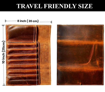 Jaald Genuine Leather Pencil Roll Brush Case Pen Holder Organizer Brushes Ruler Stationary Pouch Gift for Students Artist Painter & Writer String Closure Vintage
