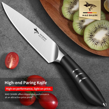 MAD SHARK 5 Inch Ultra Sharp Paring Knife, German Stainless Steel, Ergonomic Handle Design, Chopping Knife for Precise Cutting, Peeling, Slicing