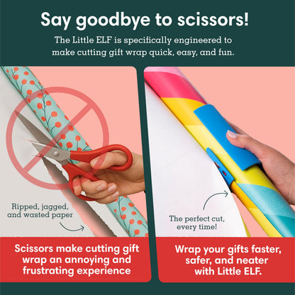 Little ELF Wrapping Paper Cutter (2-Pack), As seen on Shark Tank, Christmas Wrapping Paper Cutter, Made in USA, Holiday Gift Wrap Cutter Tool,