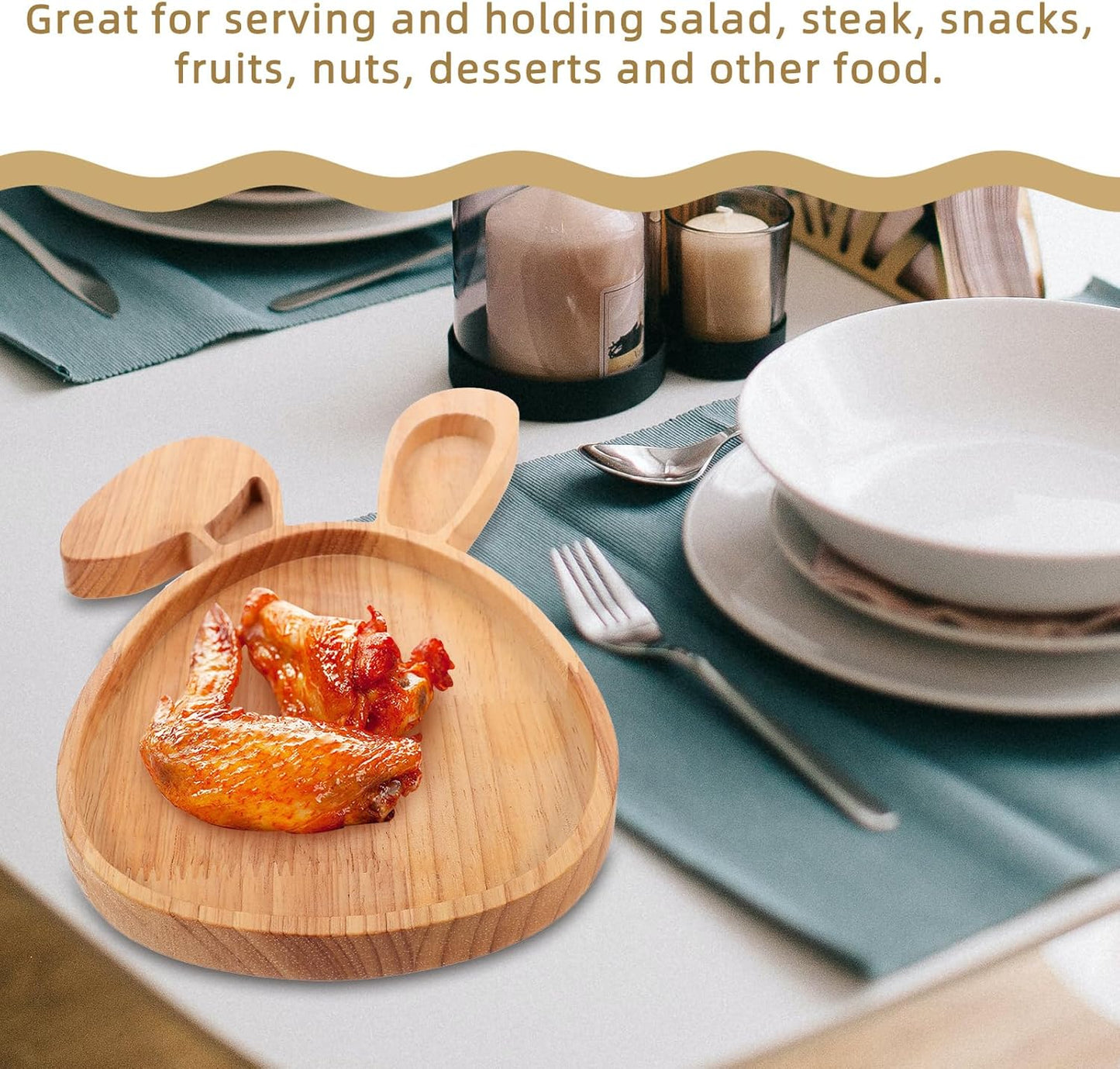 Cabilock Easter Bunny Cutting Board, Rabbit Shaped Kitchen Chopping Board Platter for Cheese, Dessert Serving Tray
