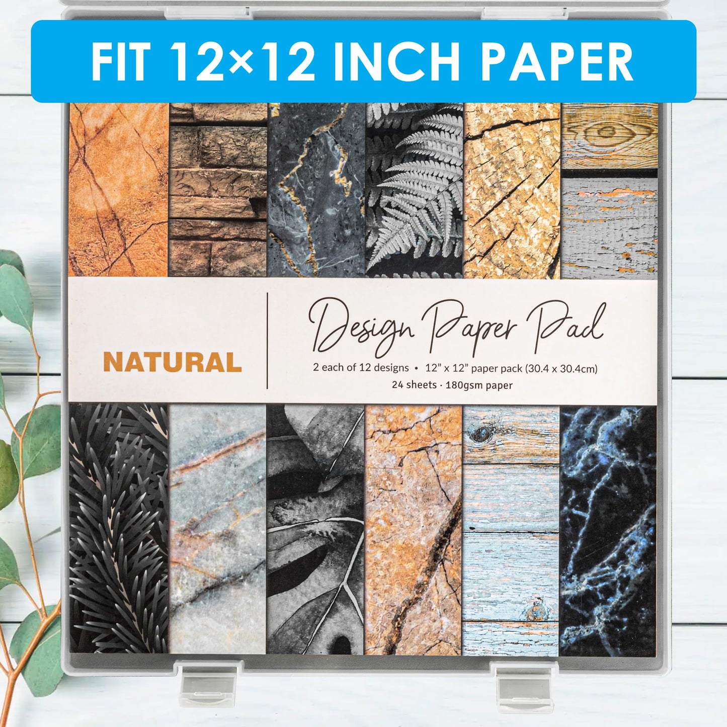 CraftGenes 12x12 Scrapbook Paper Storage, 4 Pack Stackable Paper Containers Storage, Art Supply Storage Organizer, U-Shaped Locking Mechanism, Ideal for Office, Home, and School Document Organizer