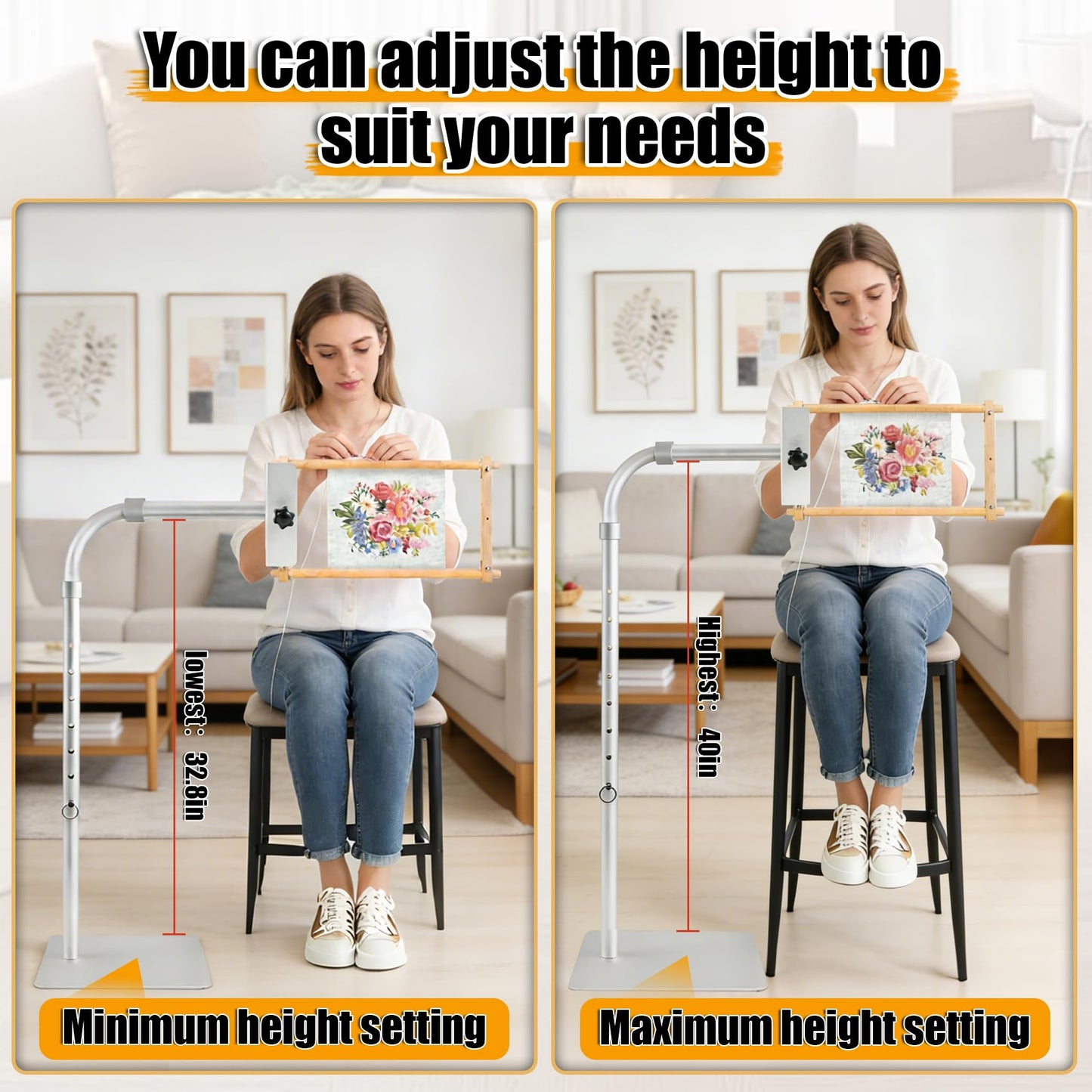 JYPGQRT Upgraded Adjustable Workstand Fit for Lowery with Side Clamp,Adjustable Rotating Needlepoint Workstand, Heavy Duty Metal, Fits Q-Snap