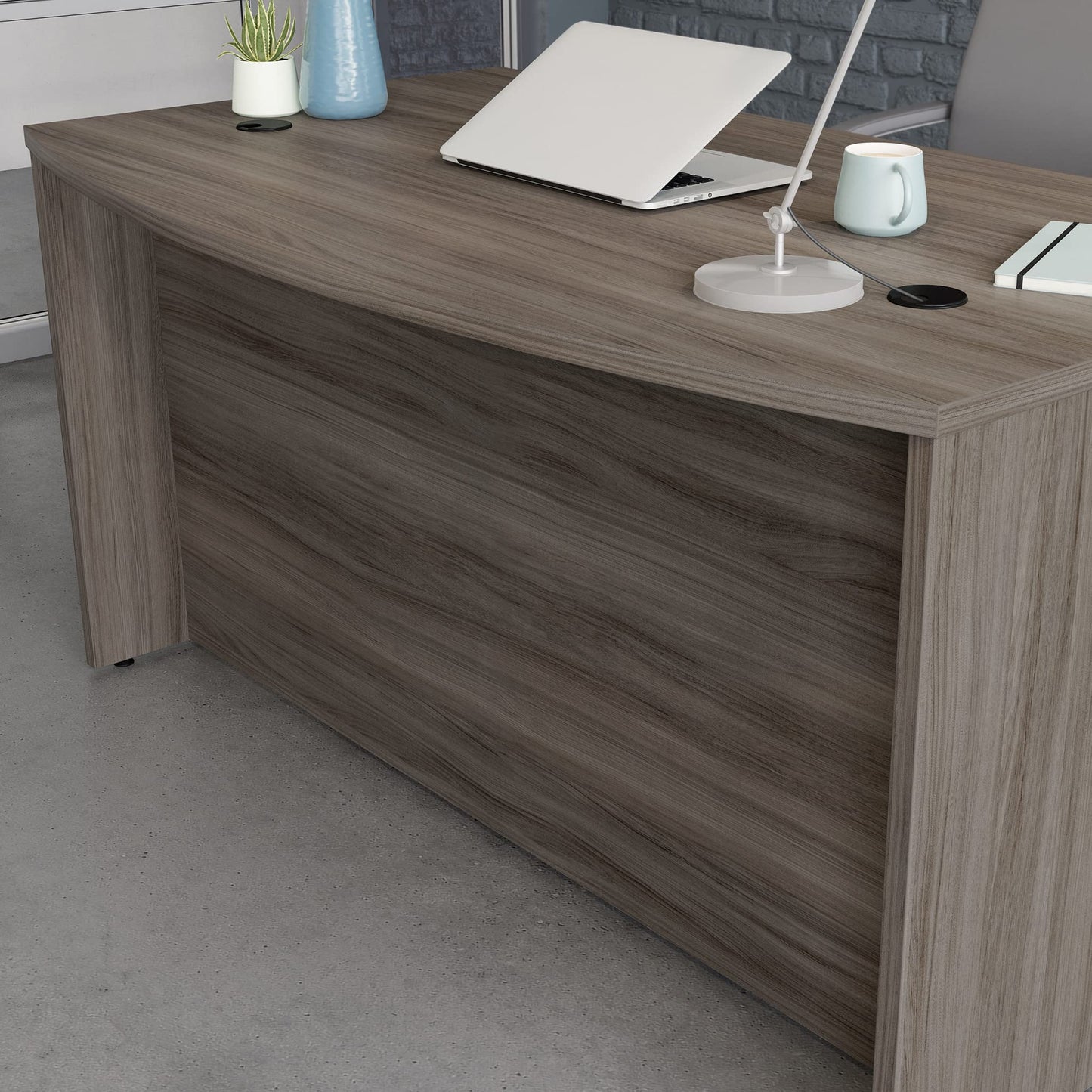 OfficeWorks by Sauder Affirm 60'' Bow Front Desk Shell, L: 34.25'' x W: 59.06'' x H: 29.29'', Hudson Elm