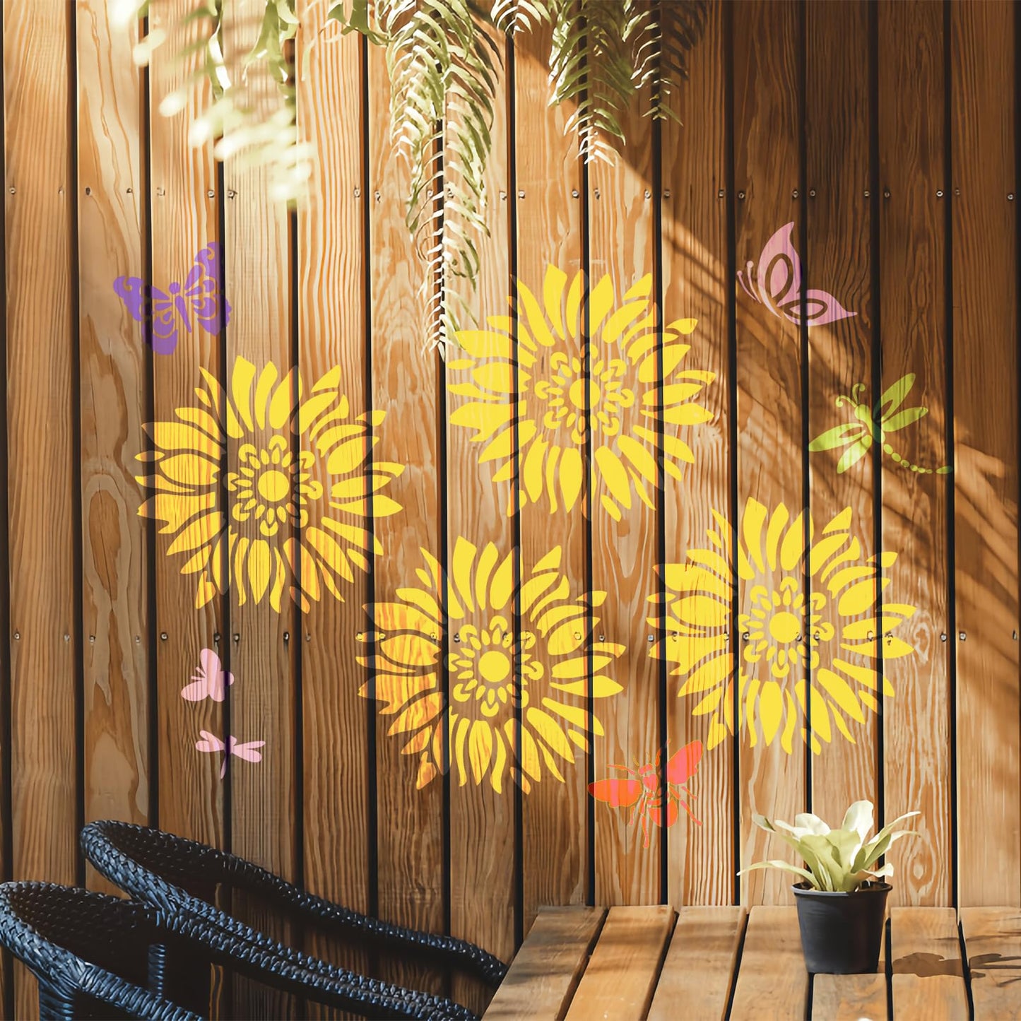 8 Pcs Large Flower Stencils for Painting, 9.84 X 9.84 Inch Flower Stencils for Crafts Reusable, Wood and Wall Stencils for Painting Large Pattern, DIY Templates Holiday Wall Paper (B)
