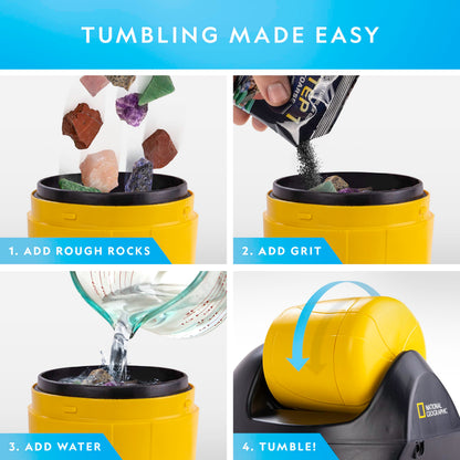 National Geographic Starter Rock Tumbler Kit - Durable Leak-Proof Rock Polisher - Complete Rock Tumbling Kit with 4-Stage Silicon Carbide Grit - Geology Hobby, Rocks & Crystals (Amazon Exclusive)