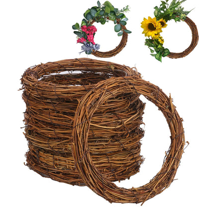 KUKLIPJIM 10 Pcs 8 inch Natural Grapevine Wreath Set, Hand-Woven Vine Branch Wreaths for DIY Crafts, Christmas Decorations, Home & Event Styling