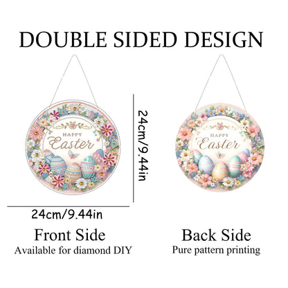 JJFox Diamond Art Kit for Adult, Special Shaped Rhinestone, DIY Acrylic Painting Window Pendants, Home Garden Wall Hanging Ornament, Double Sided (Easter Egg)