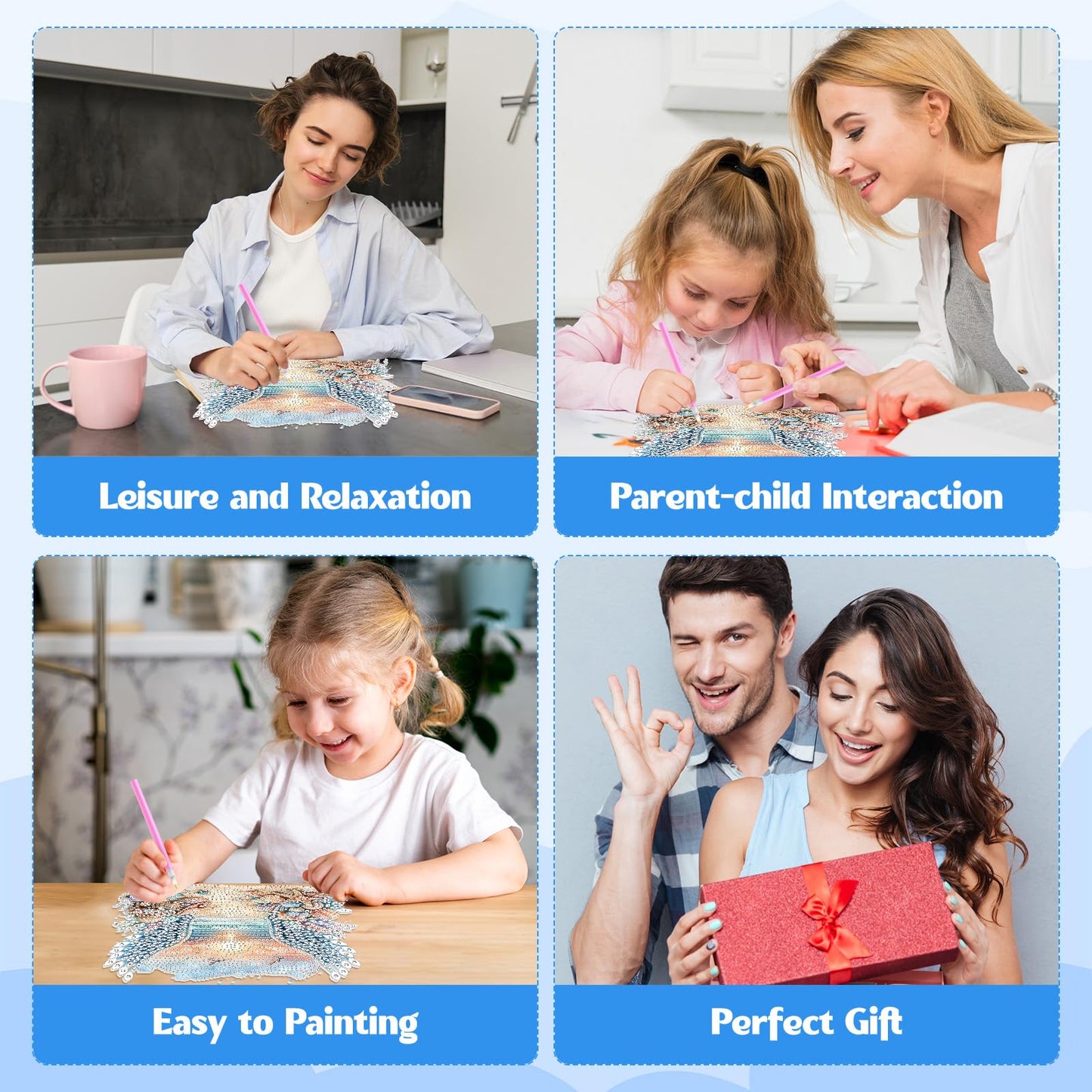 GHHKUD Summer Beach Diamond Art Hanging Kits for Adults, DIY Double Sided Diamond Arts Painting Hanging Wing, Special Shaped Acrylic Ornaments Pendants for Window Home Garden Wall