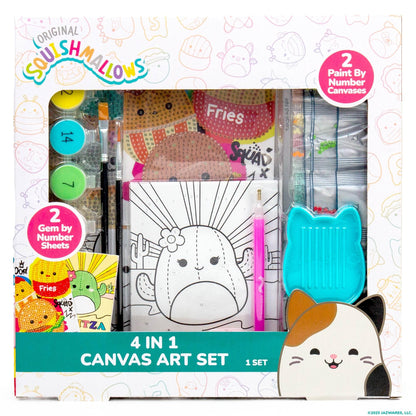 Squishmallows Original 4-in-1 Canvas Art Set, Paint by Numbers & Gem Art Crafts