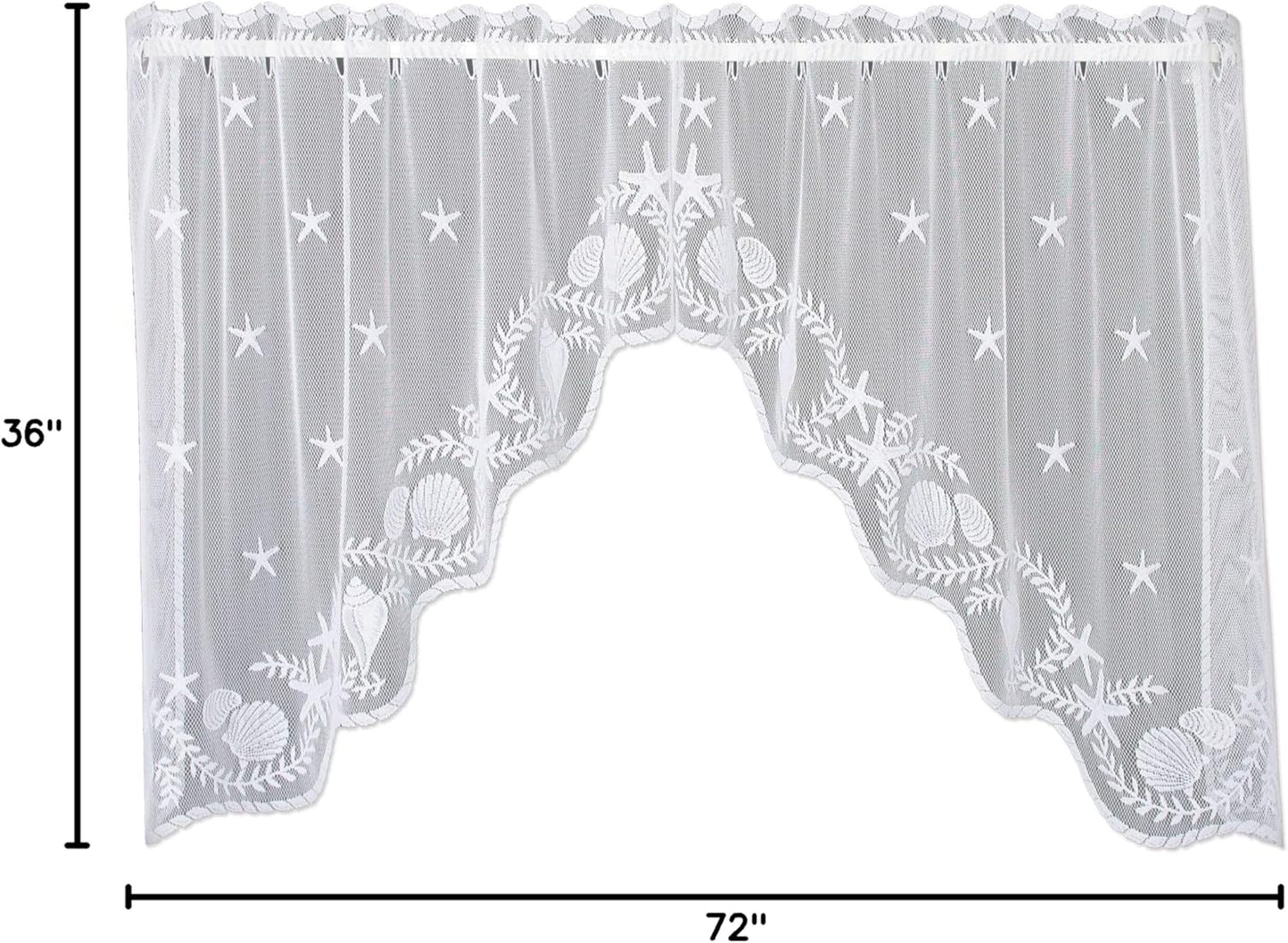 Heritage Lace White Tidepool Swag Pair - 72"X36"