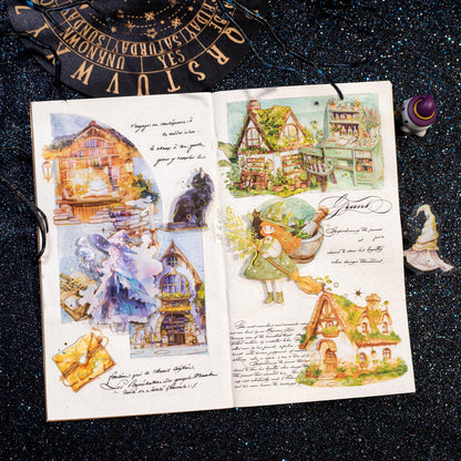 AuriicLeaf Magic-Themed PET Sticker Set, 80PCS Fantasy Adventure Stickers for Scrapbooking, Journaling, DIY Crafts, and Art Supplies